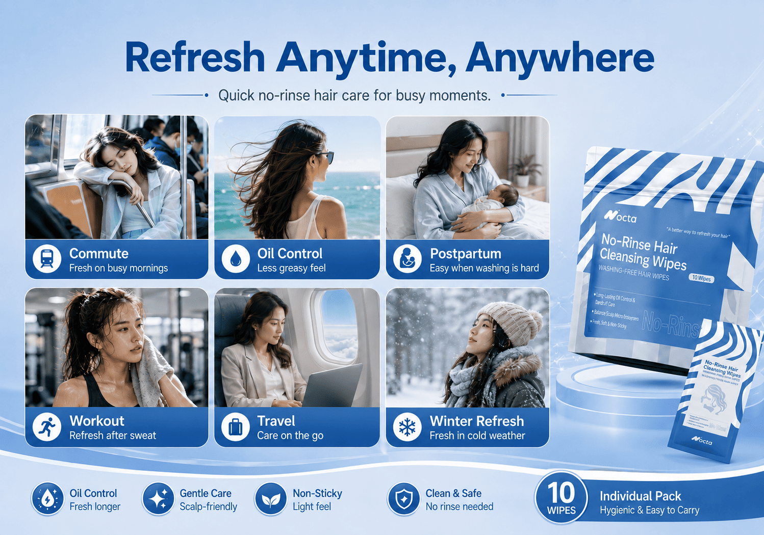 No-Rinse Hair Cleansing Wipes