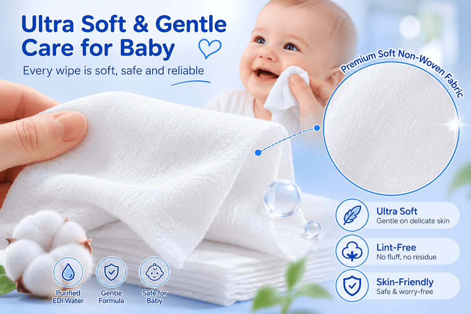 Baby hands and mouth wipes