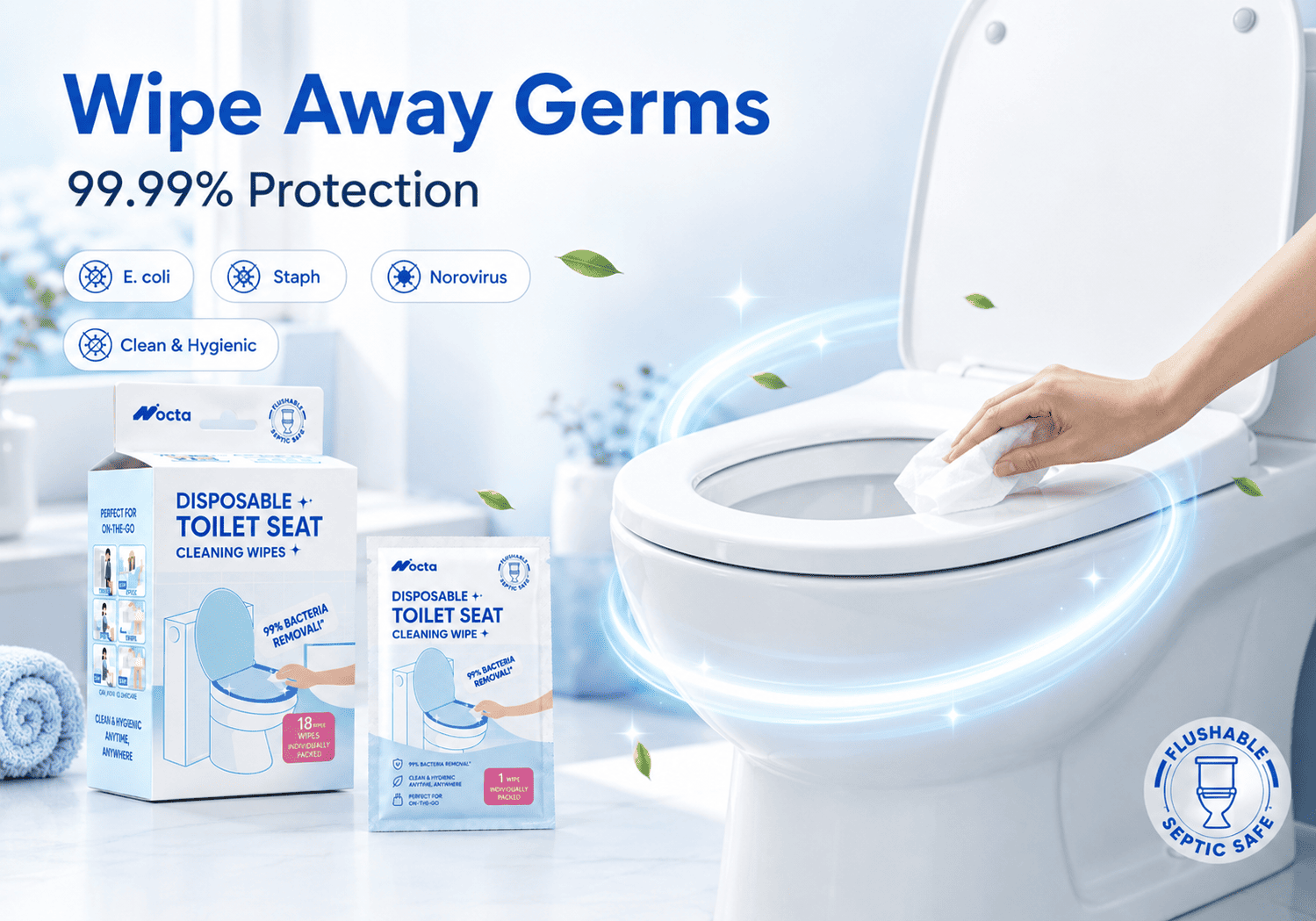 Disposable Toilet Seat Cleaning Wipes