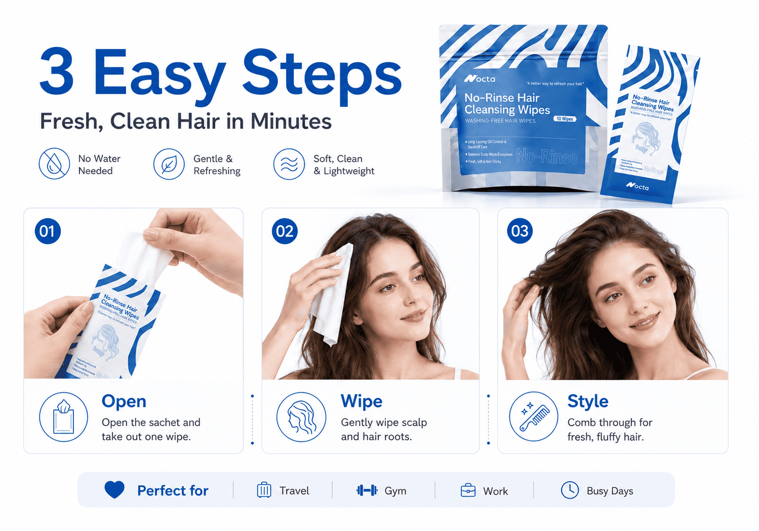 No-Rinse Hair Cleansing Wipes
