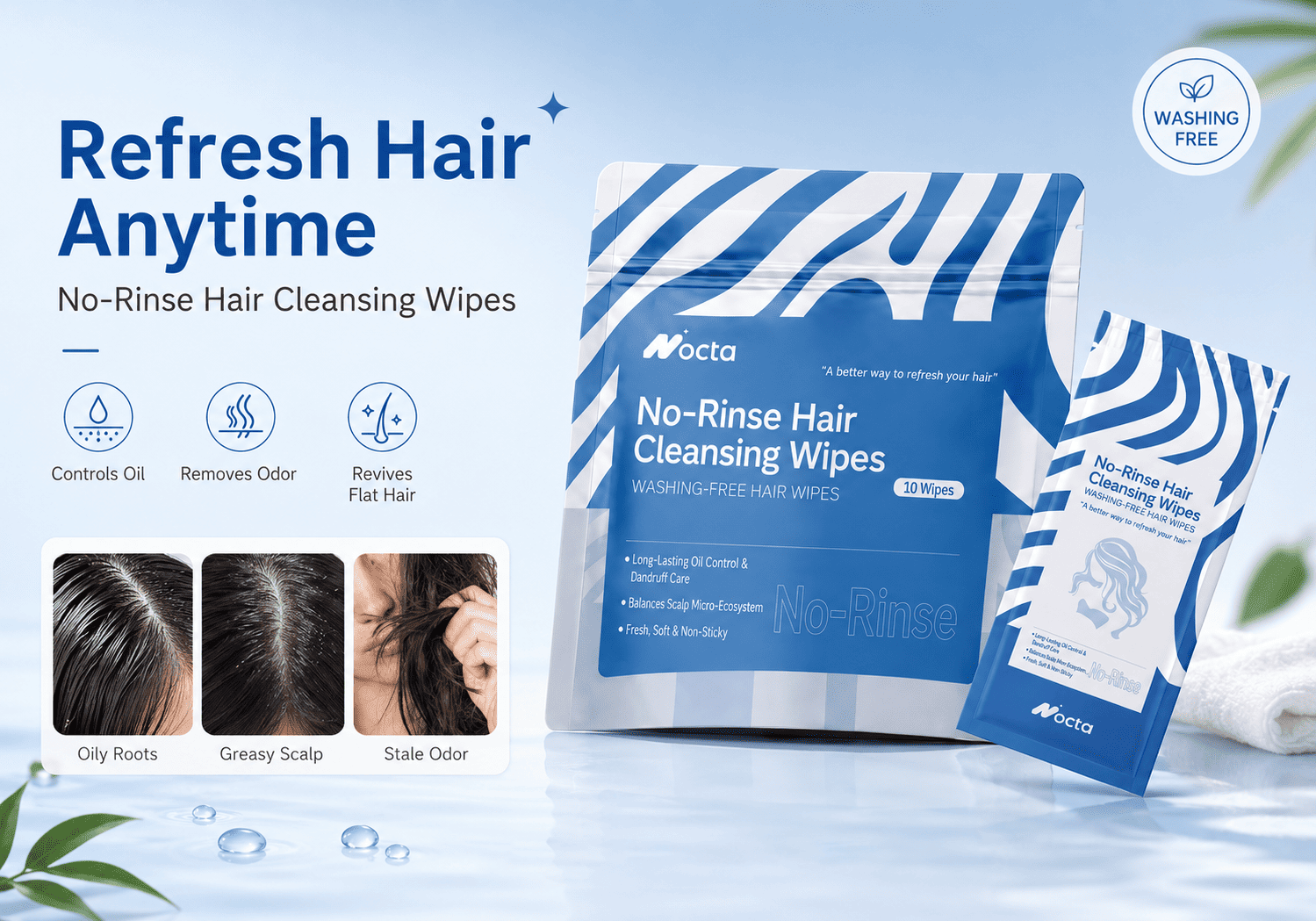 No-Rinse Hair Cleansing Wipes