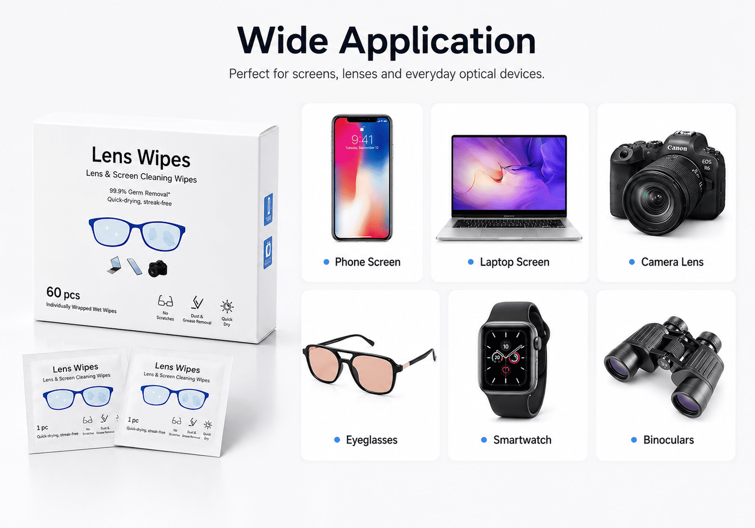 Lens and Screen Cleaning Wet Wipes