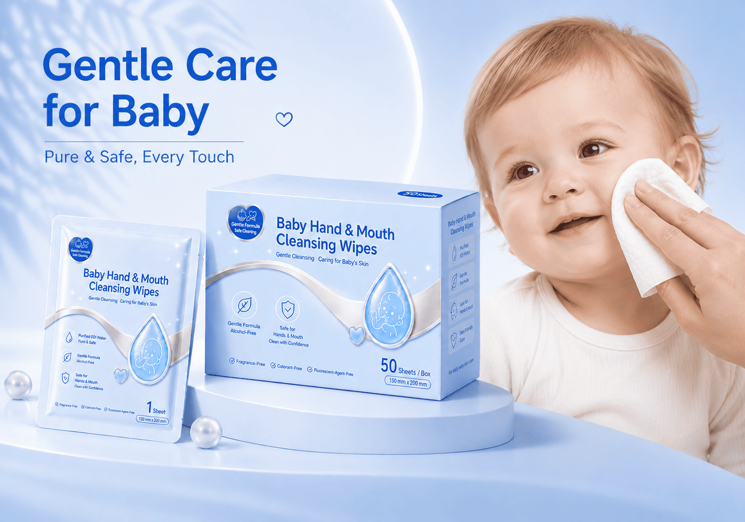 Baby hands and mouth wipes